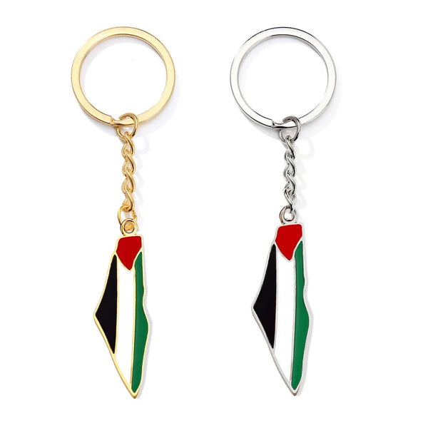 Palestine Map Flag Keychain