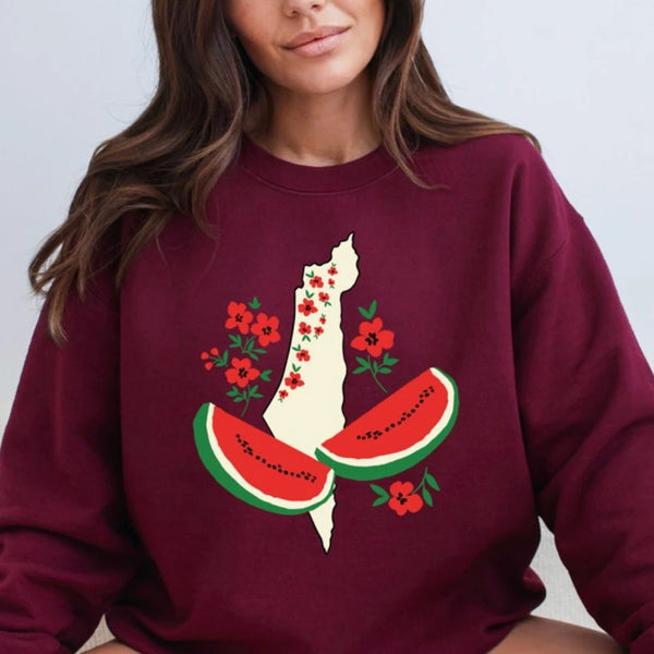 Watermelon Map Palestine Sweatshirt